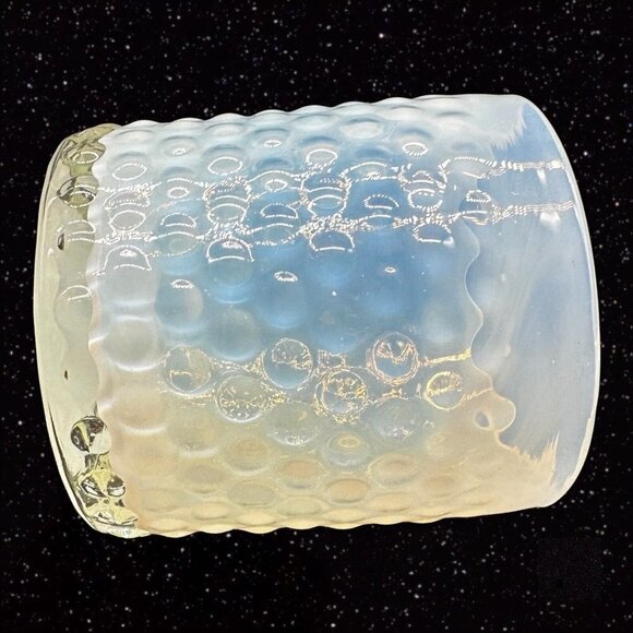 Glass White Opalescent Vase Utensil Holder Textured Glass 4.25”T 4”W - Picture 10 of 10